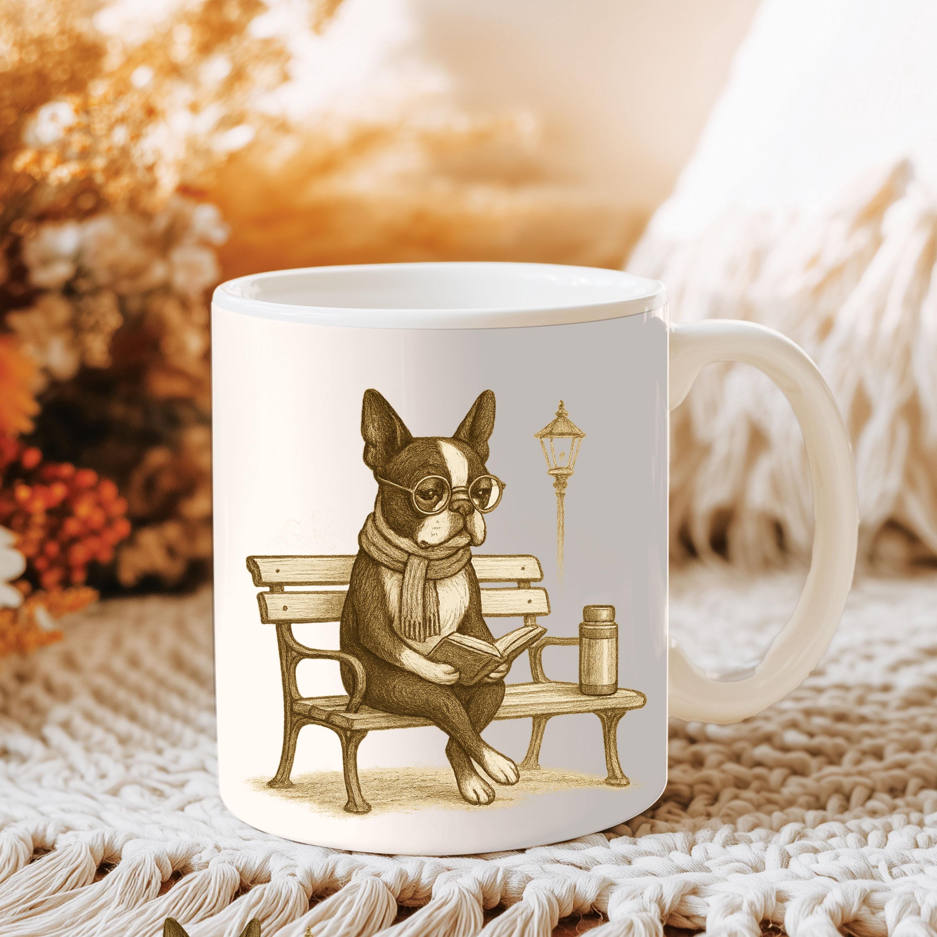 Boston Terrier Reading Mug