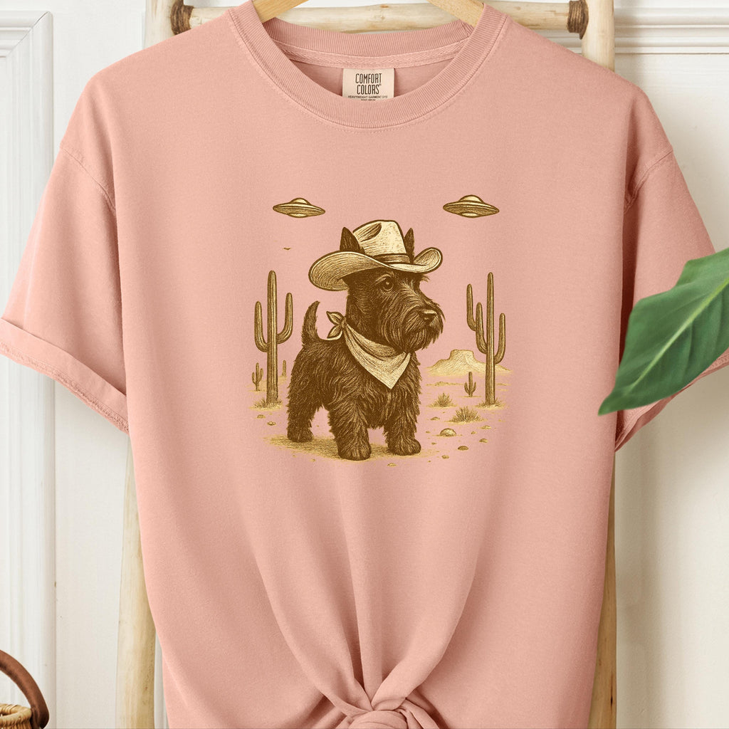 Scottish Terrier UFO Cowboy Shirt, Retro Western Tee