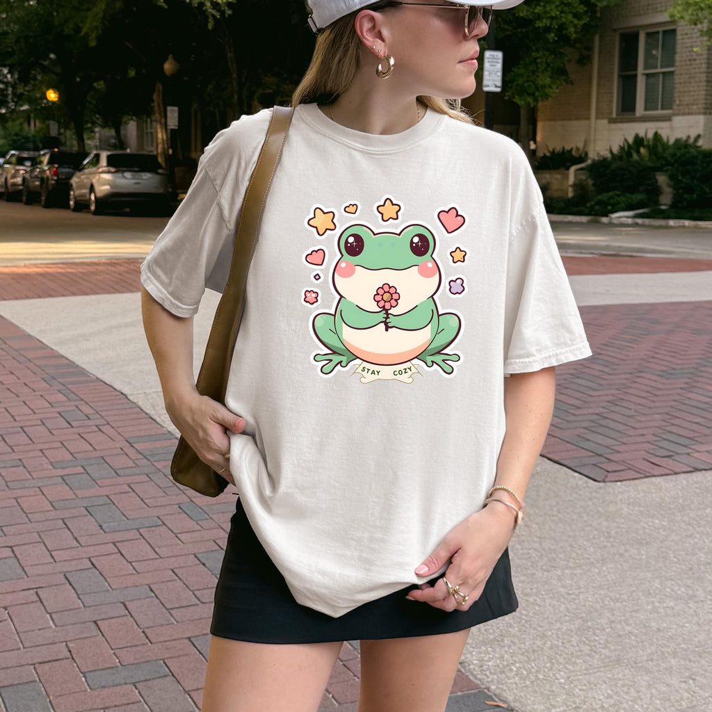 Kawaii Frog T-Shirt | Funny Flower Frog Art