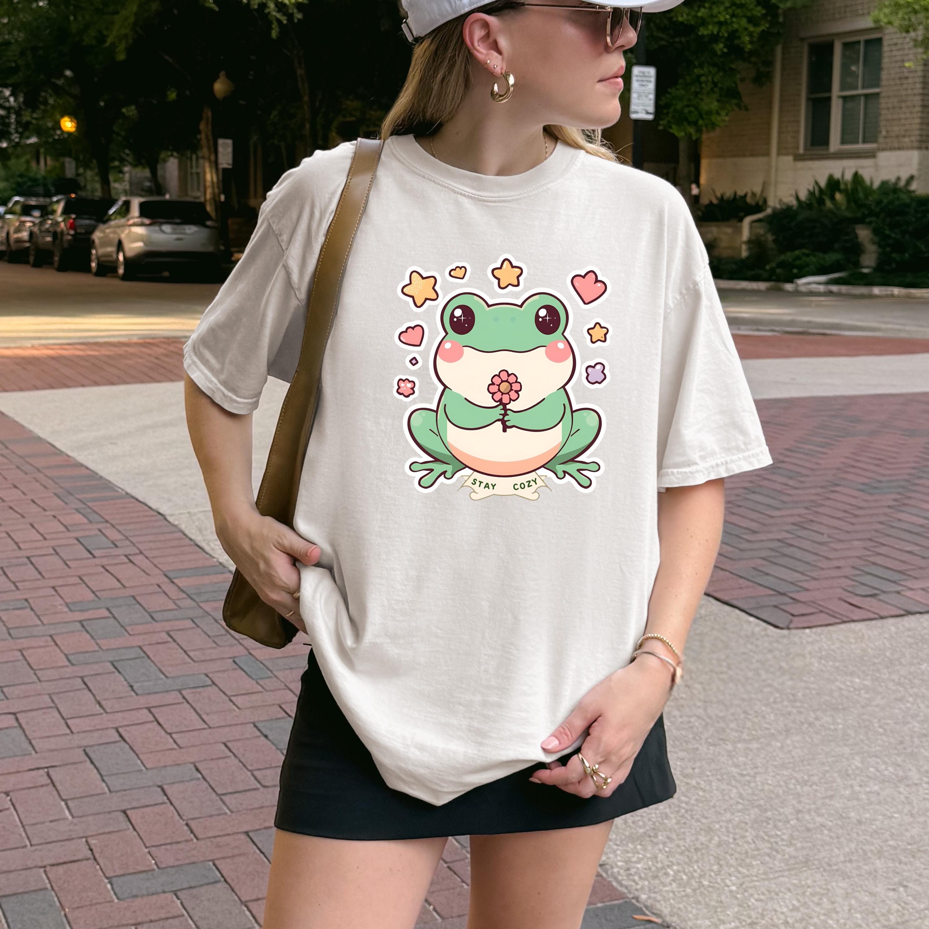 Kawaii Frog T-Shirt | Funny Flower Frog Art