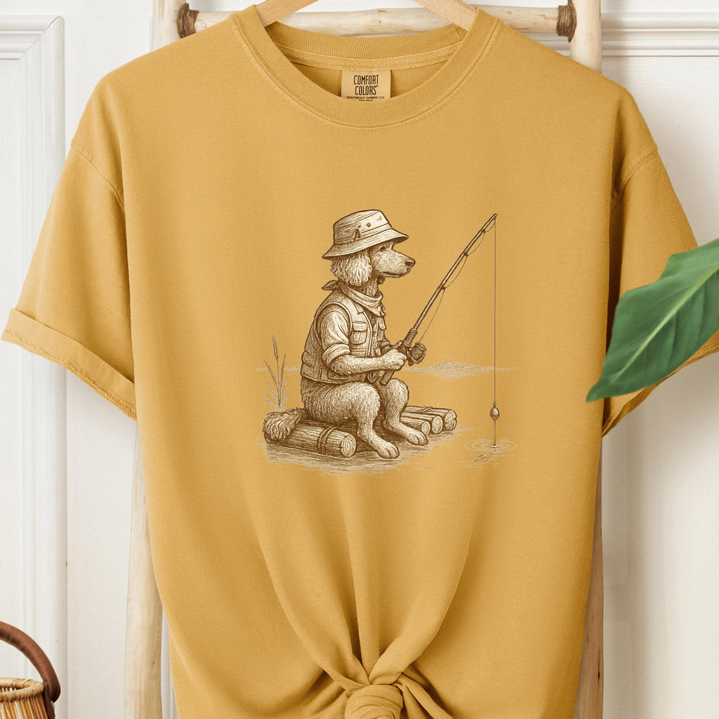 Poodle Fishing T-Shirt: Angler Dog, Lake Camping Gift