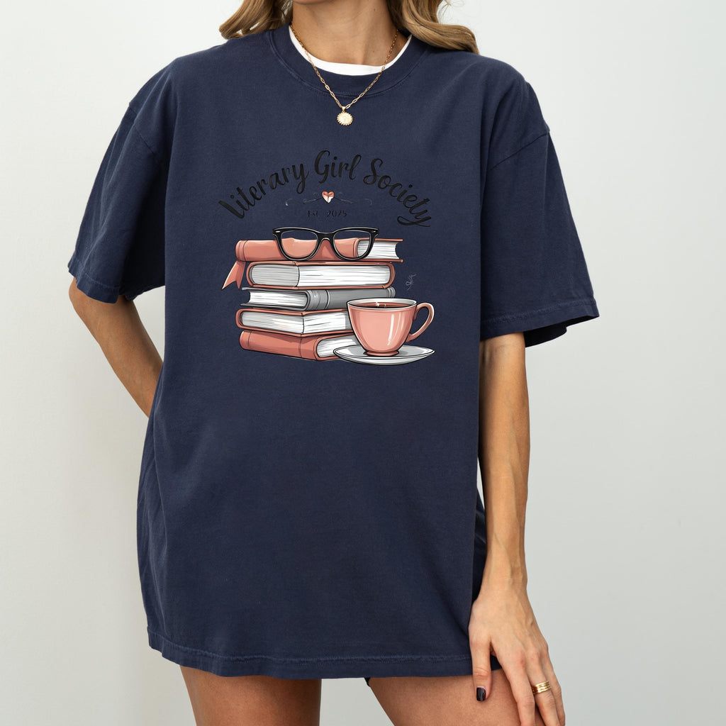 Literary Girl Society Tee, Book Lover Comfort Colors Shirt