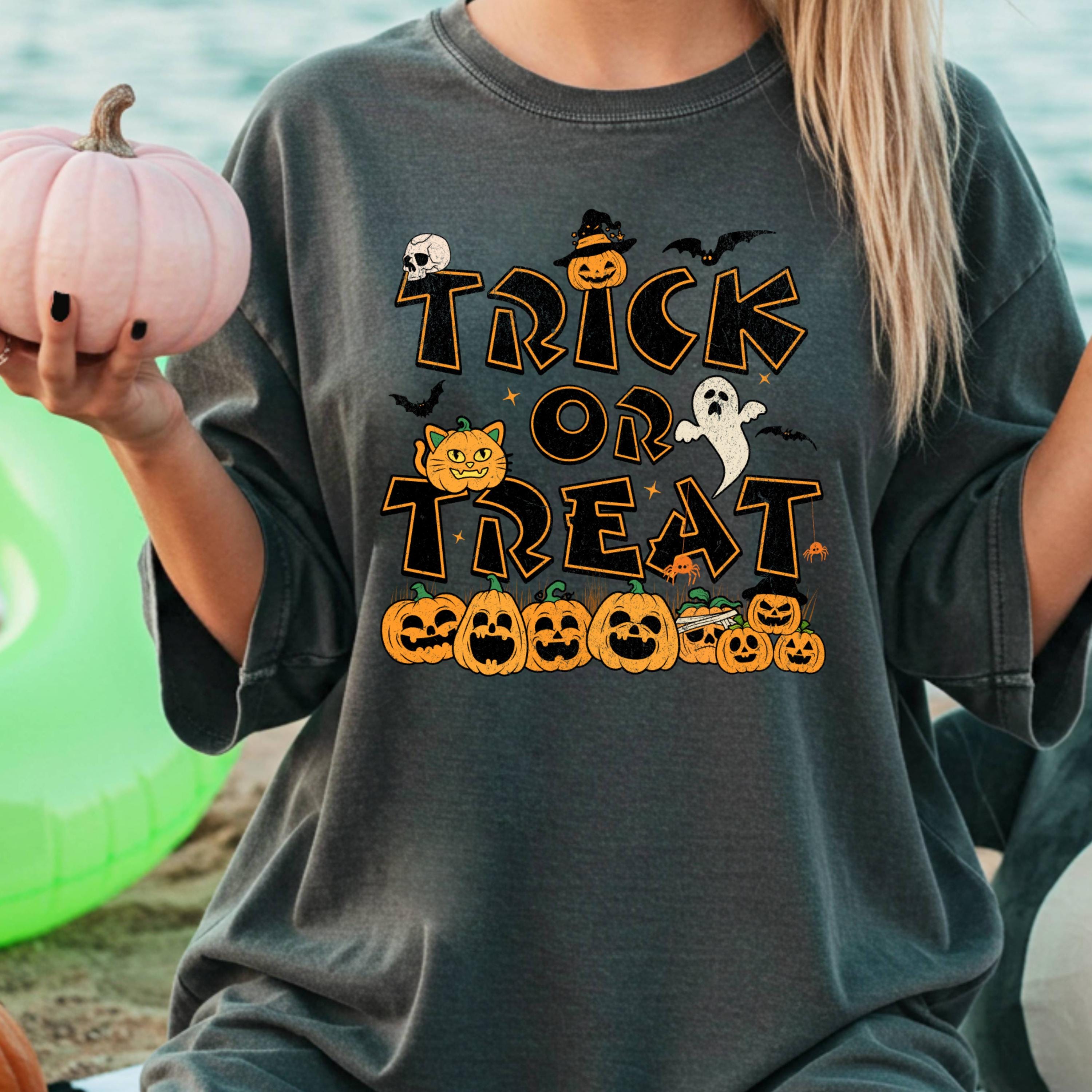 Spooky Ghosts & Pumpkins Halloween T-Shirt: Unisex Fall Tee.