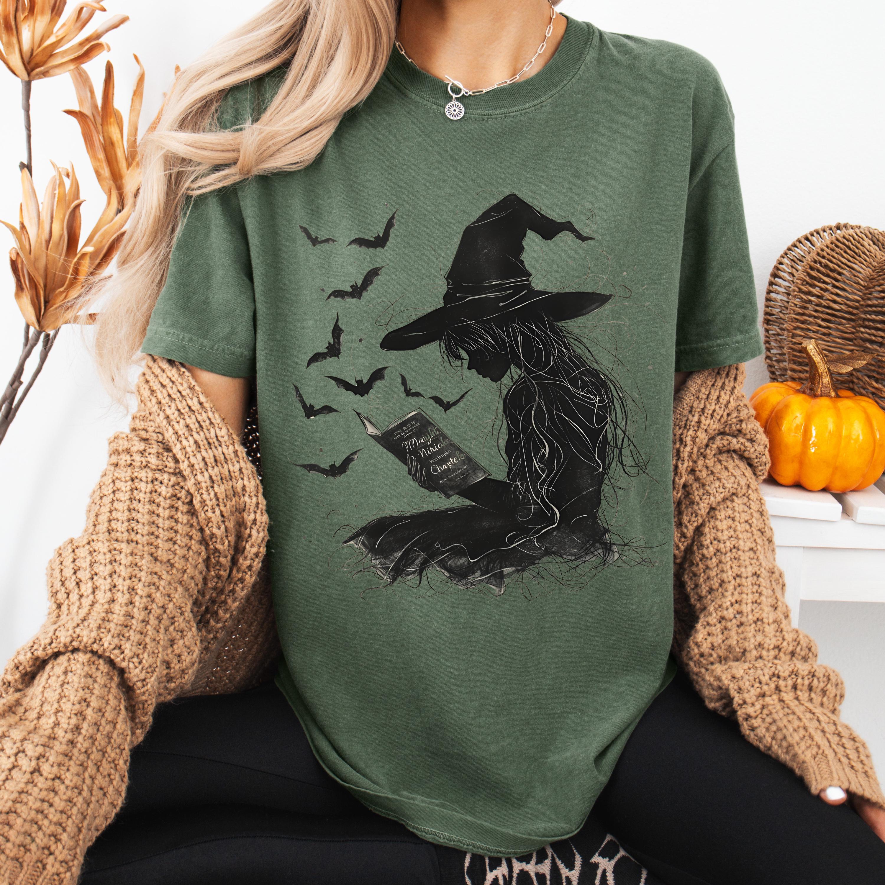 Salem Witch Reading Tee -  Spooky Witch Hat Halloween Shirt