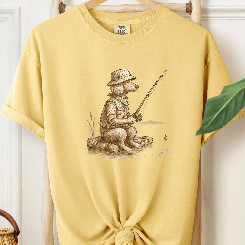 Poodle Fishing T-Shirt: Angler Dog, Lake Camping Gift