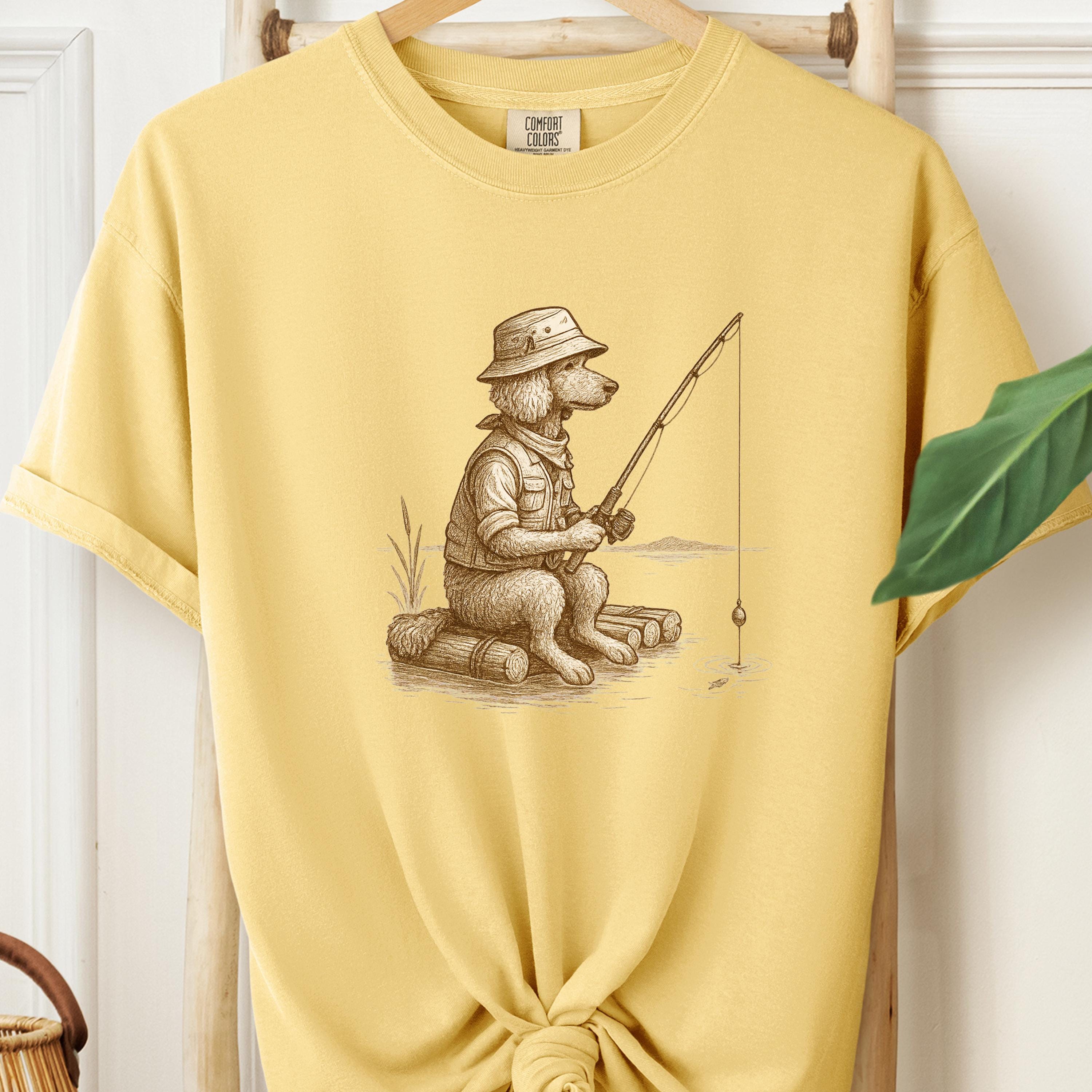 Poodle Fishing T-Shirt: Angler Dog, Lake Camping Gift