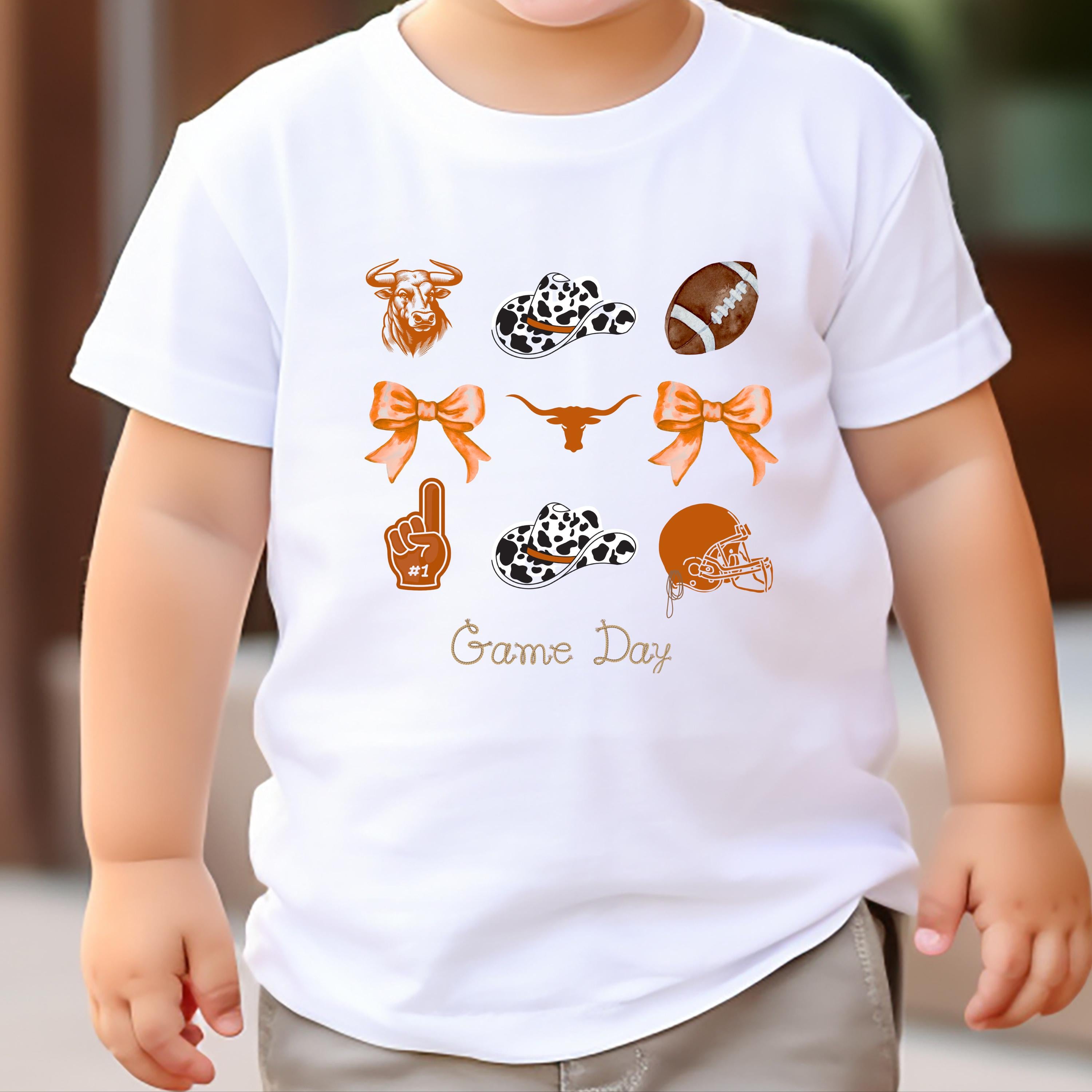 Toddler Football Shirt, Western Cow Print Cowboy Hat Game, fall football
