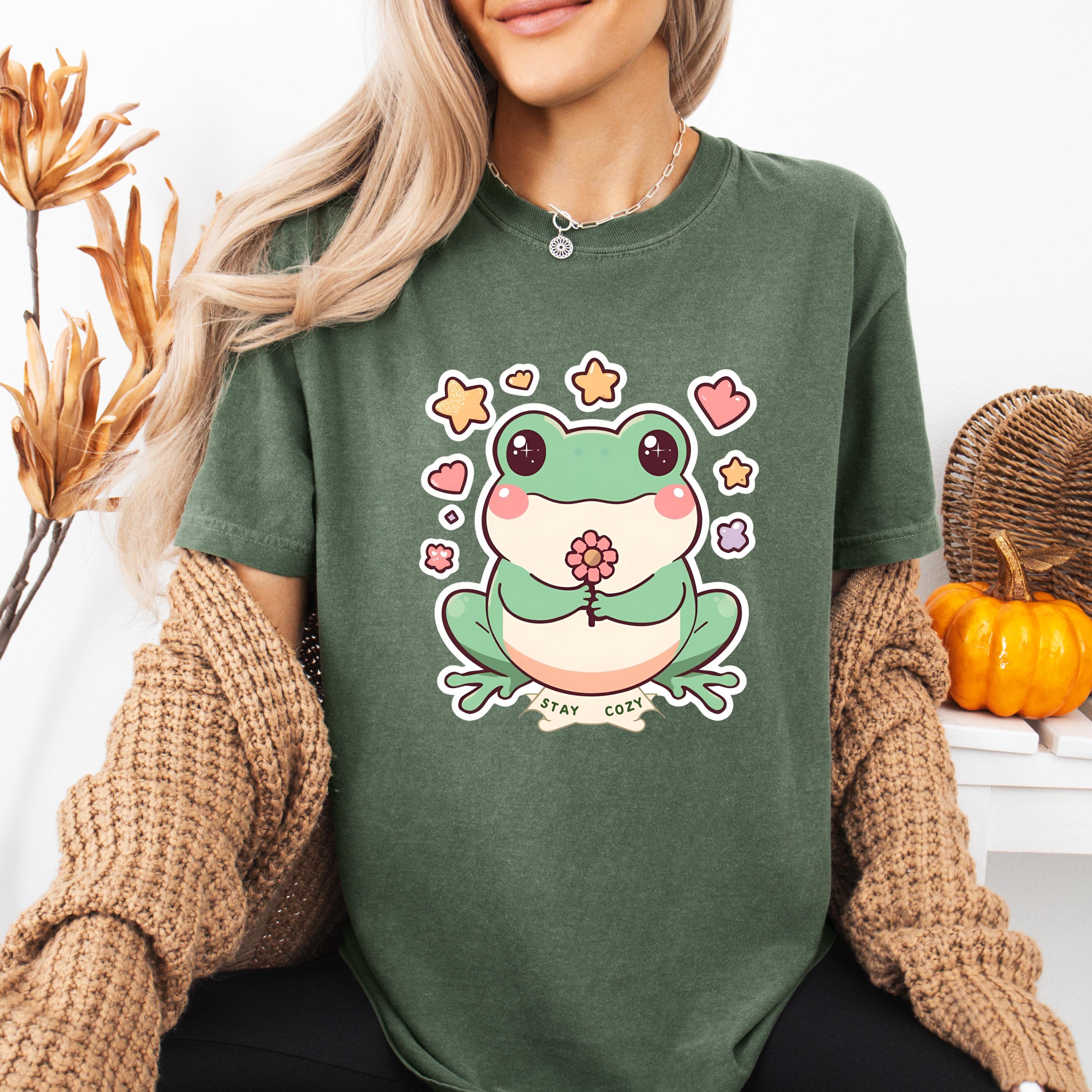Kawaii Frog T-Shirt | Funny Flower Frog Art