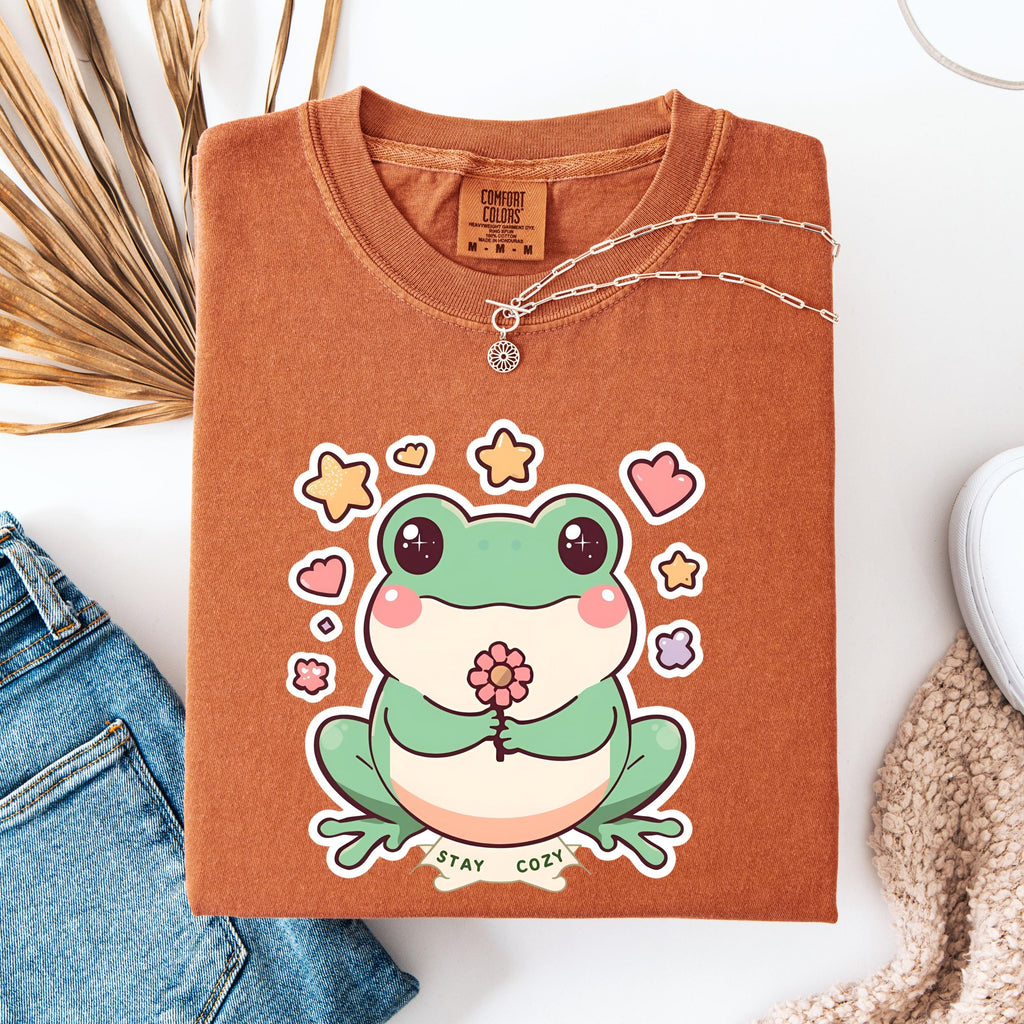 Kawaii Frog T-Shirt | Funny Flower Frog Art