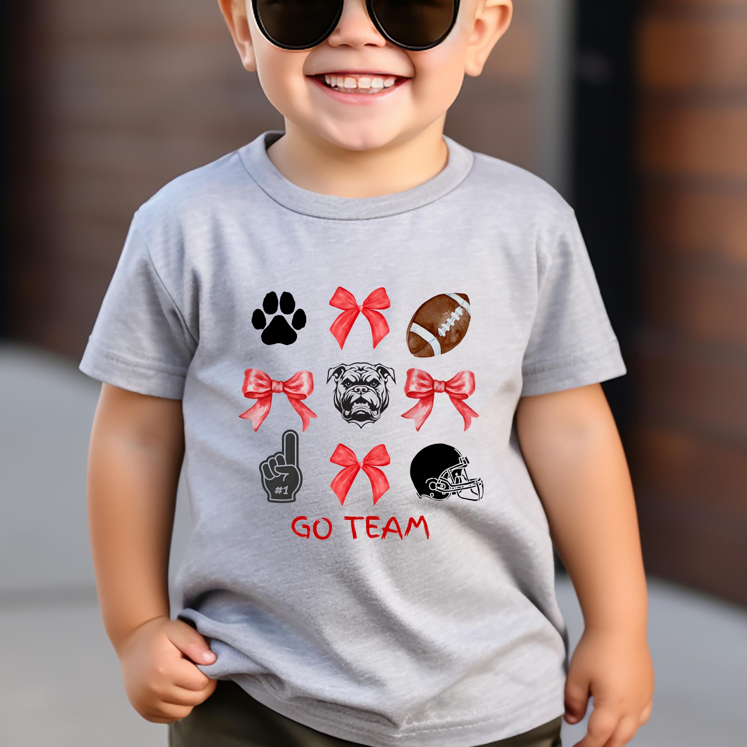 Kids Game Day Shirt: Red & Black Football Bows Tee