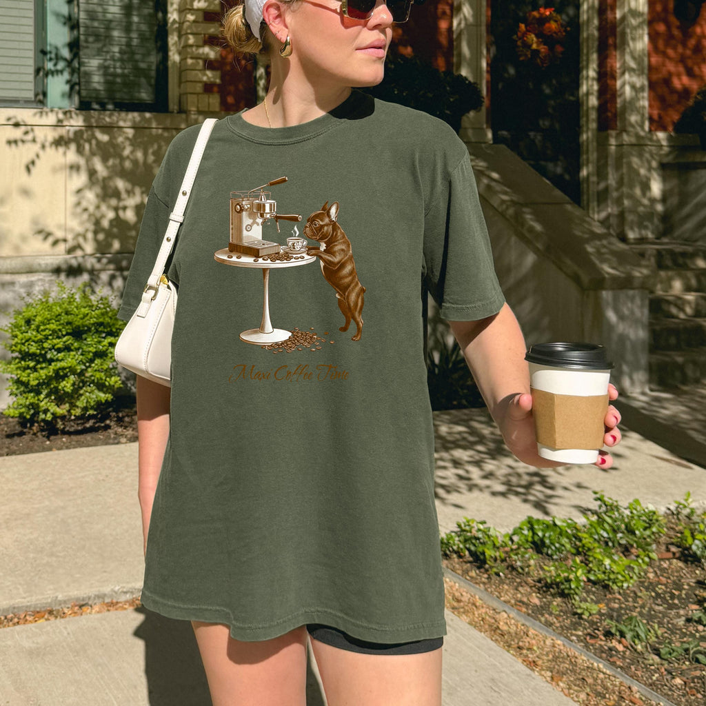 French Bulldog Coffee Barista Tee - Retro Espresso Dog Lover Shirt