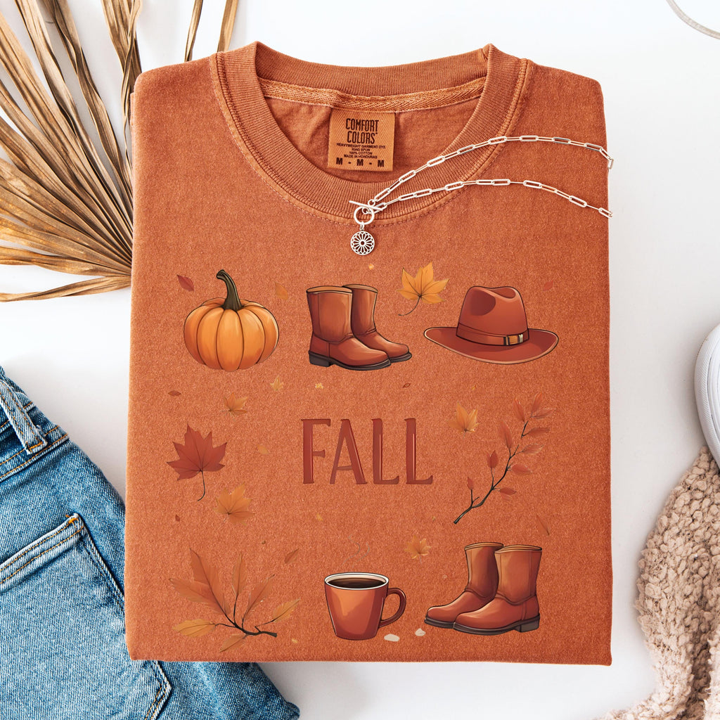 Hello Fall Floral Pumpkin Shirt - Autumn Leaves Graphic