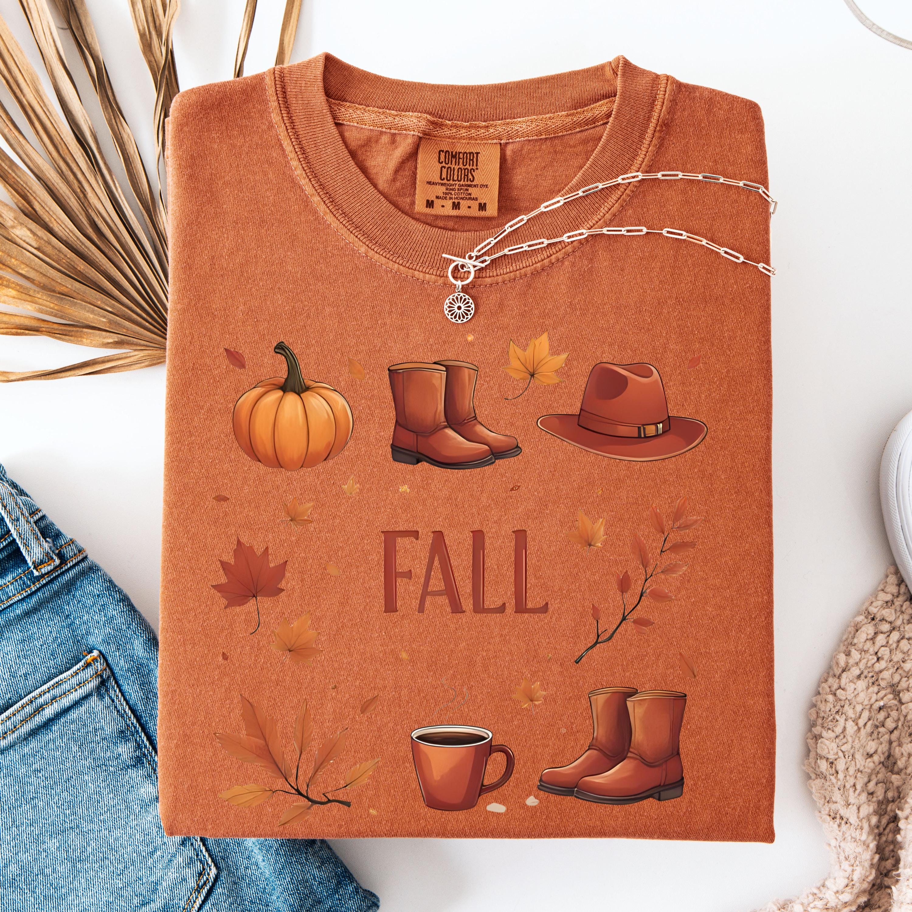 Hello Fall Floral Pumpkin Shirt - Autumn Leaves Graphic