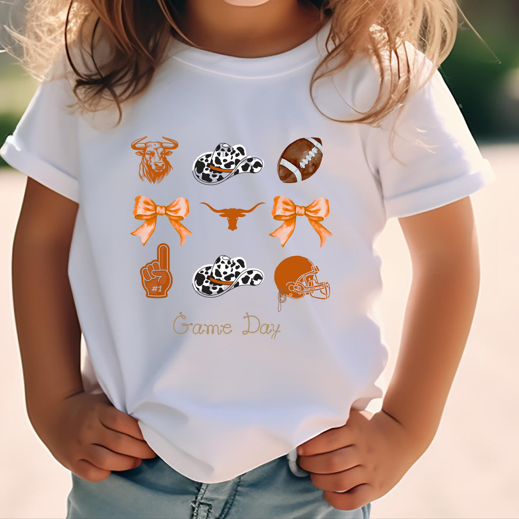 Toddler Football Shirt, Western Cow Print Cowboy Hat Game, fall football