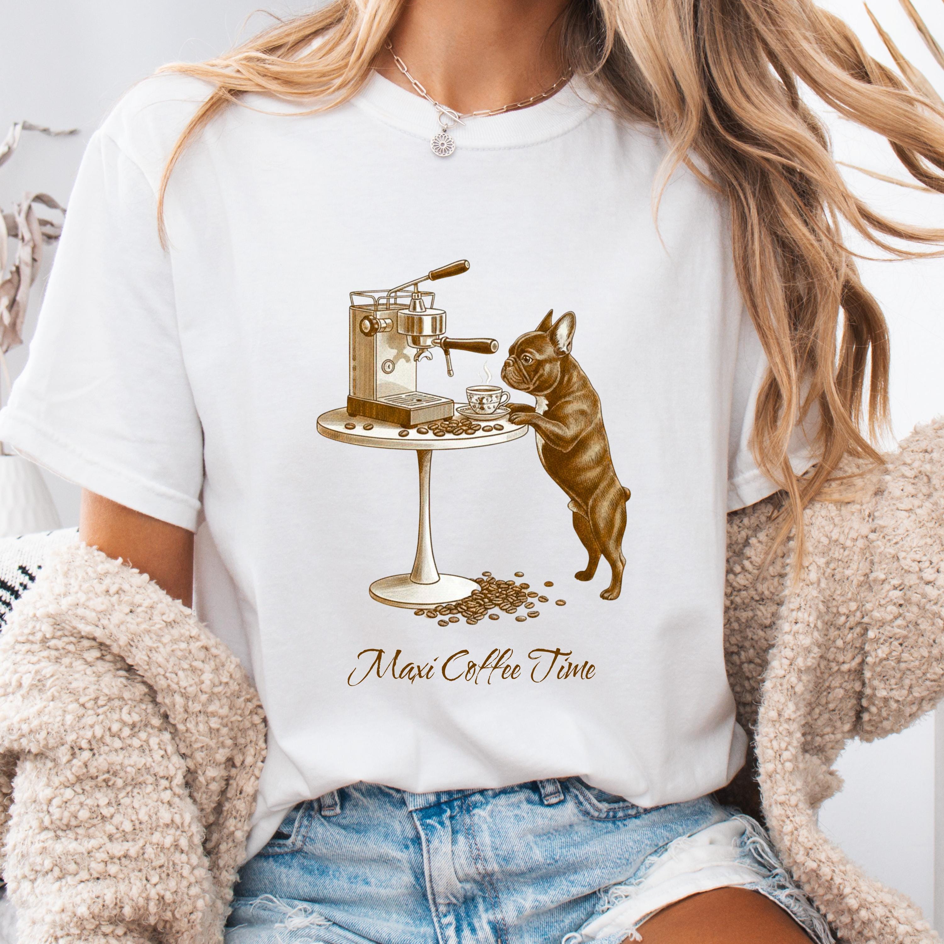 French Bulldog Coffee Barista Tee - Retro Espresso Dog Lover Shirt