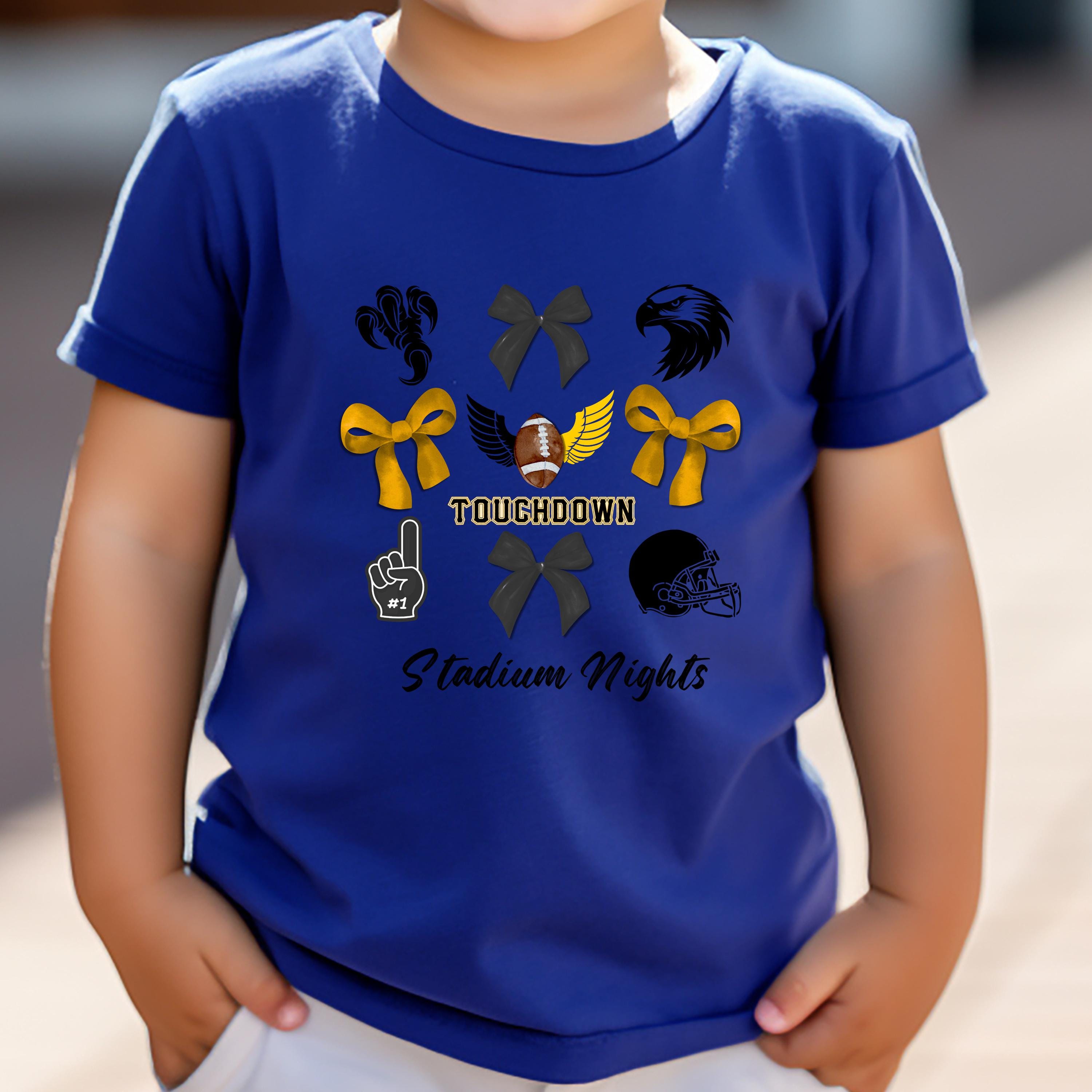 Touchdown Stadium Nights Kids Game Day Shirt, Bows and Football Tee