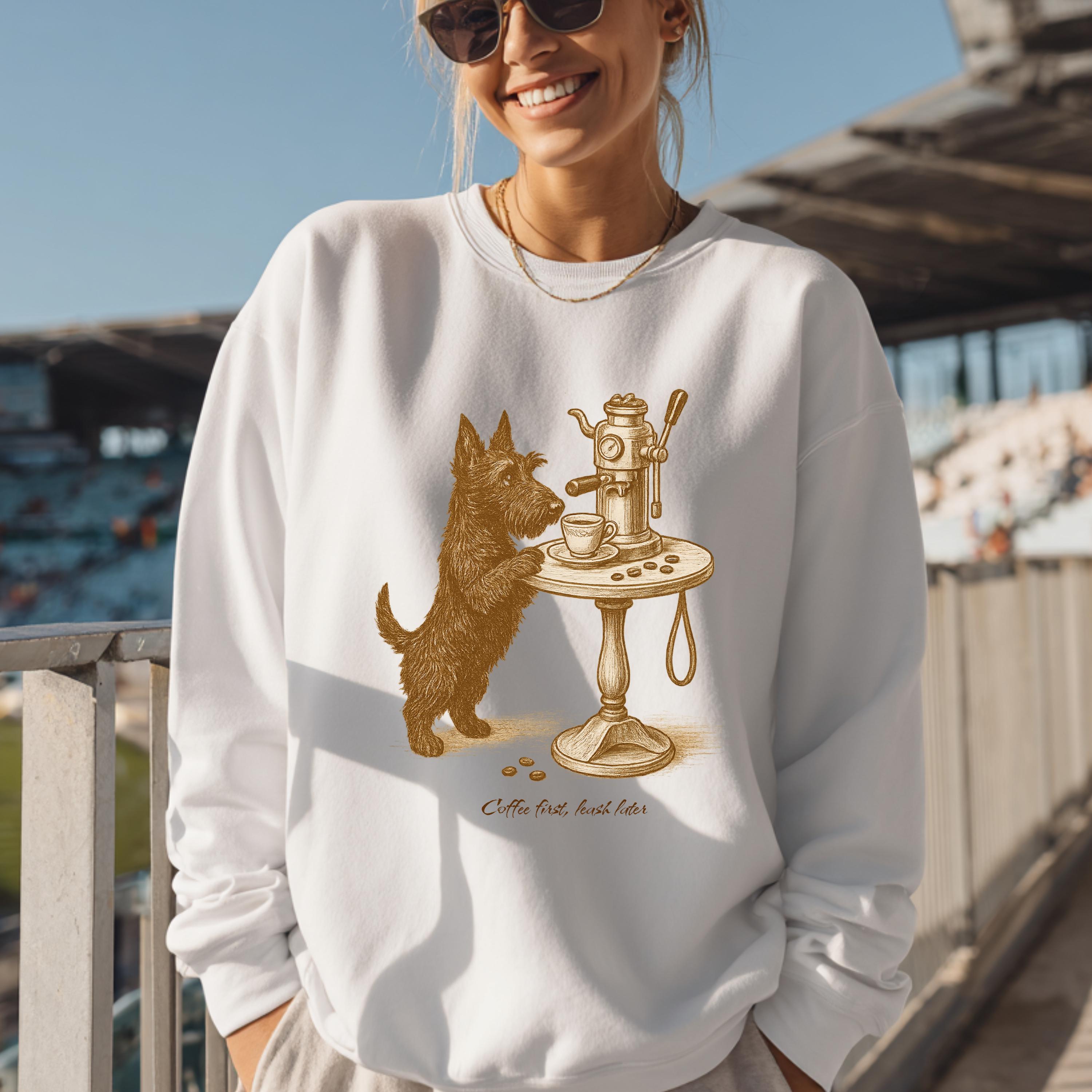Scottie Dog Sweatshirt - Fall Coffee & Dogs Crewneck