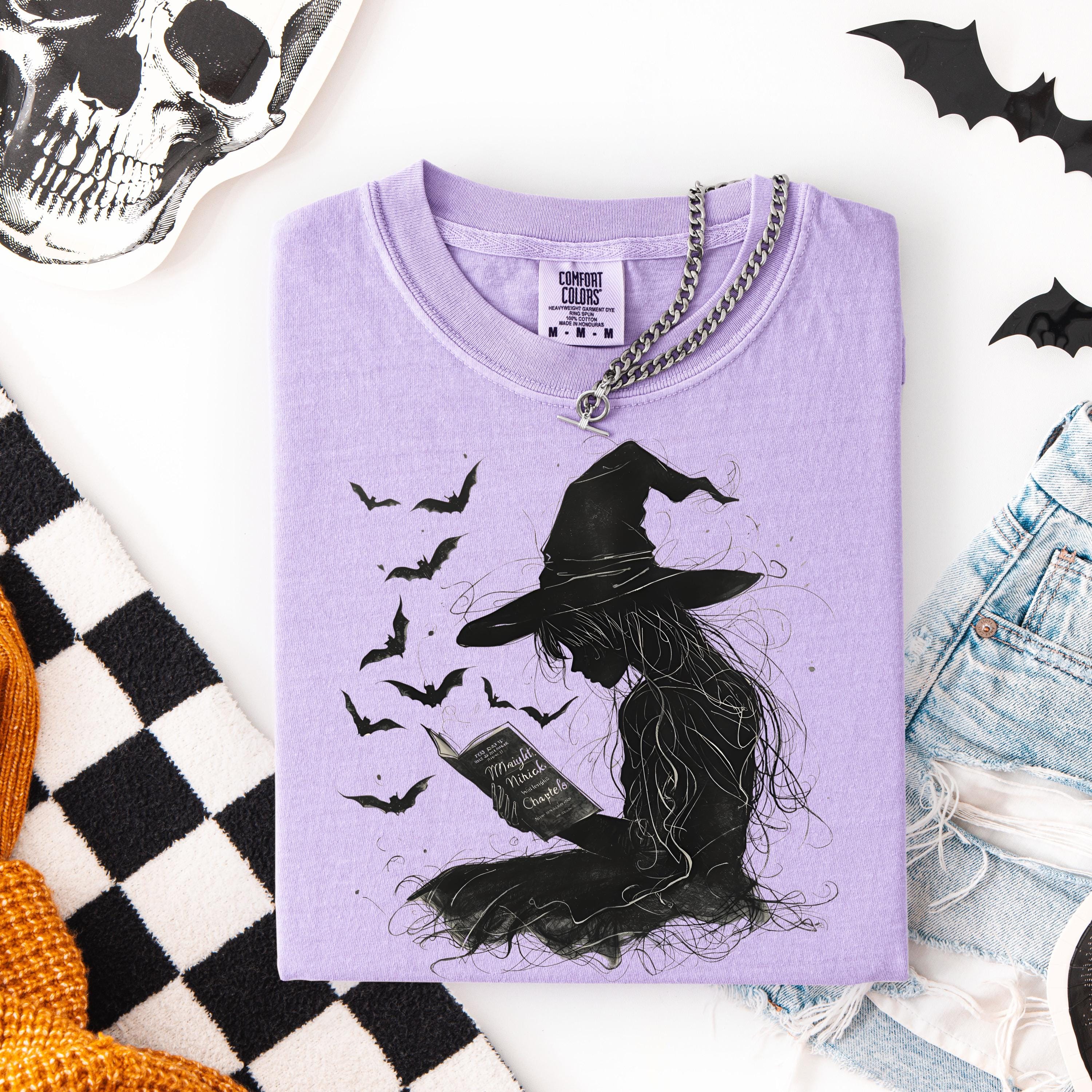 Salem Witch Reading Tee -  Spooky Witch Hat Halloween Shirt