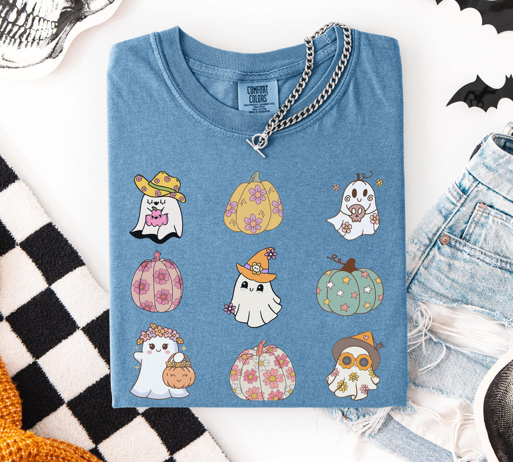 Pastel Ghost Pumpkin Tee - Spooky Vibes