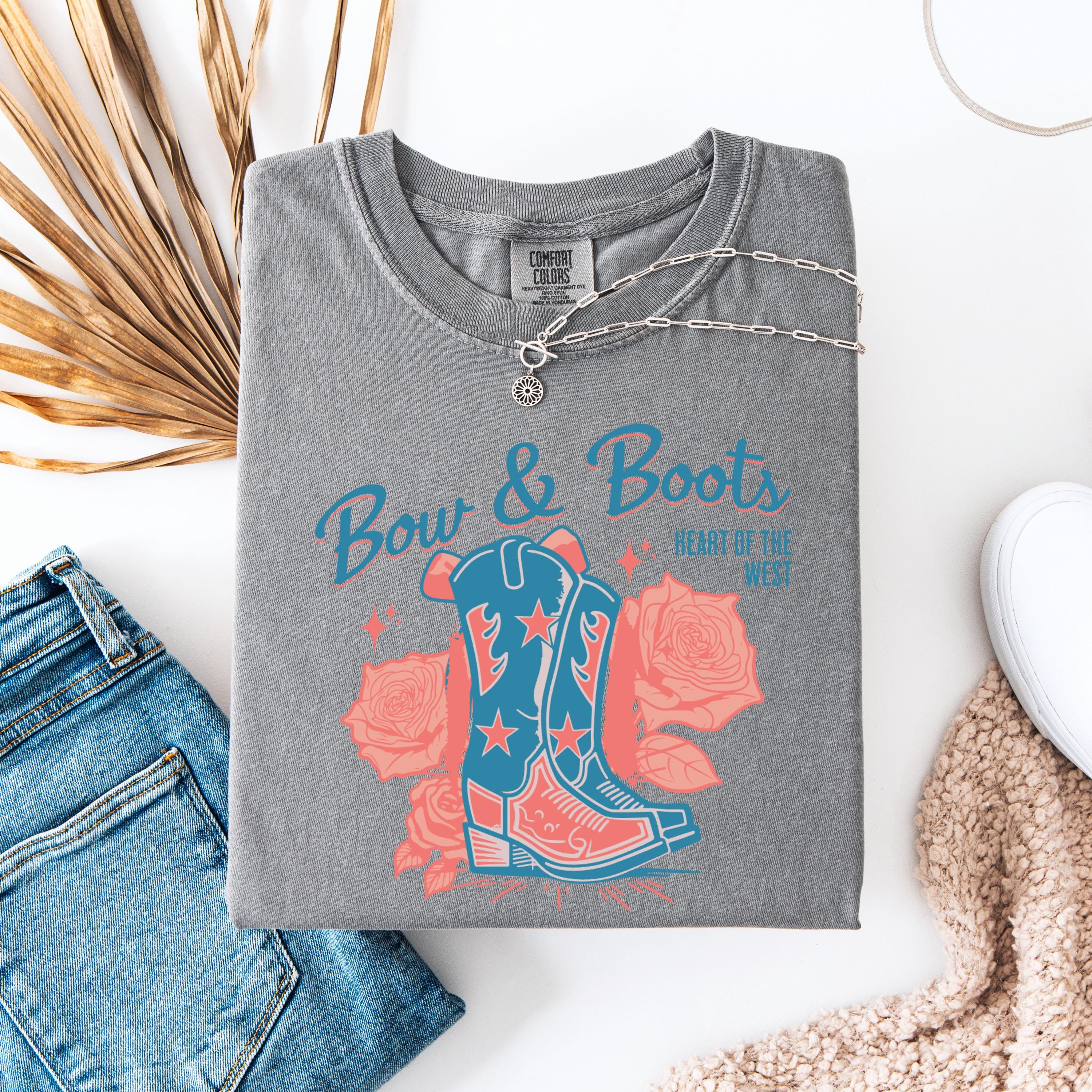 Bow & Boots cowboy boots T-Shirt | western floral graphic tee