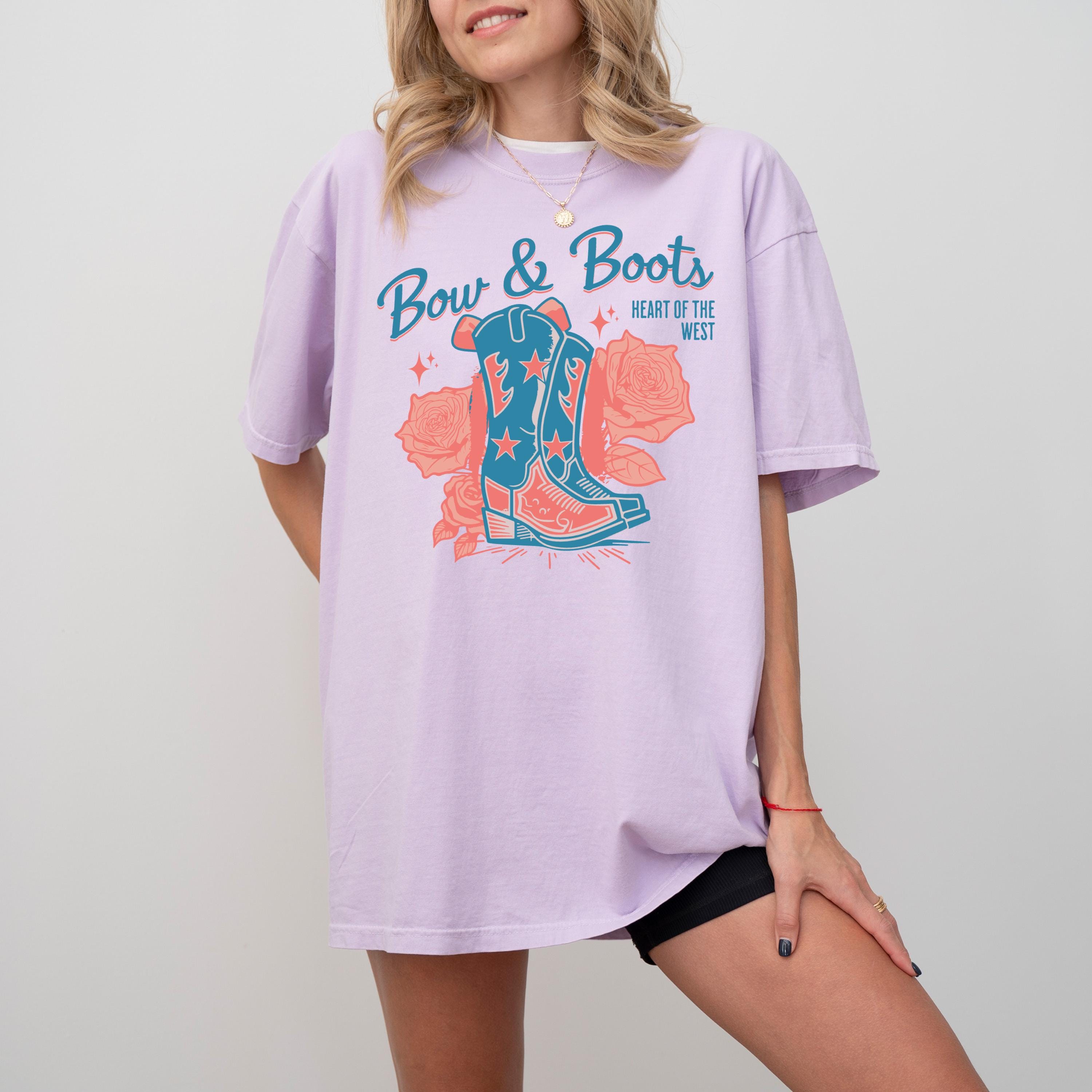 Bow & Boots cowboy boots T-Shirt | western floral graphic tee