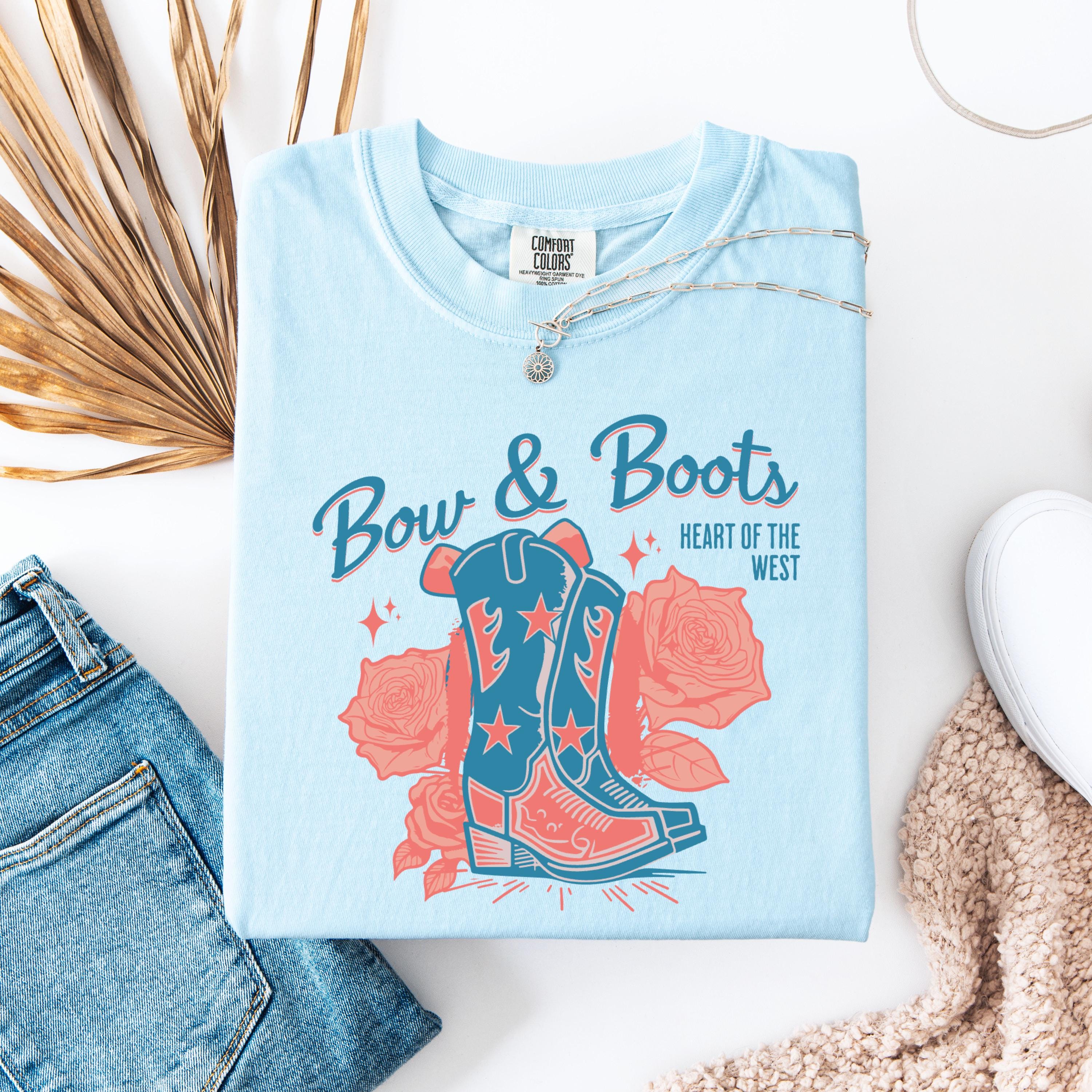 Bow & Boots cowboy boots T-Shirt | western floral graphic tee